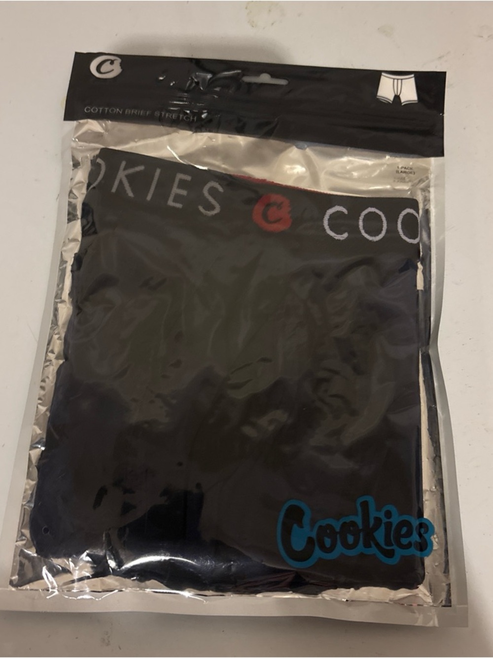 Men’s sz large Cookies Black Cotton Briefs - Packaged